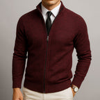 Garrett - Men's Zip-Front Knit Cardigan with Ribbed Cuffs