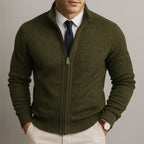 Garrett - Men's Zip-Front Knit Cardigan with Ribbed Cuffs