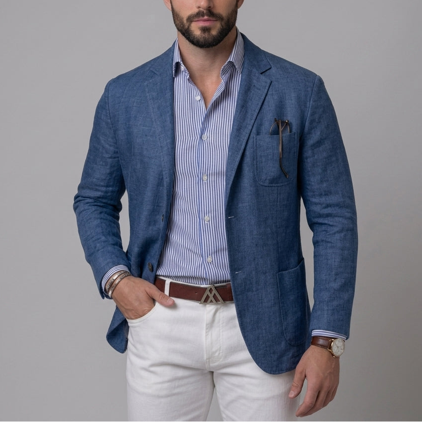 Garrison - Men's Linen Notch-Lapel Blazer