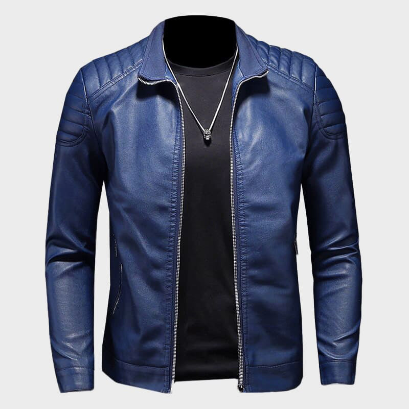 Garrison - Men's Quilted-Shoulder Faux Leather Jacket