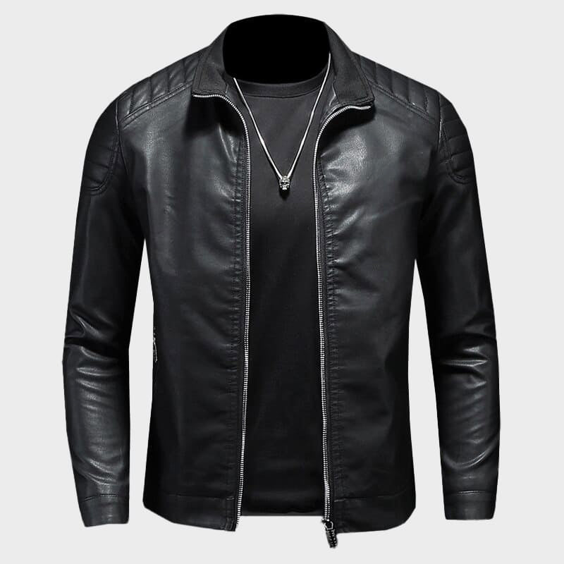 Garrison - Men's Quilted-Shoulder Faux Leather Jacket