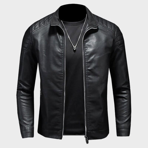 Garrison - Men's Quilted-Shoulder Faux Leather Jacket