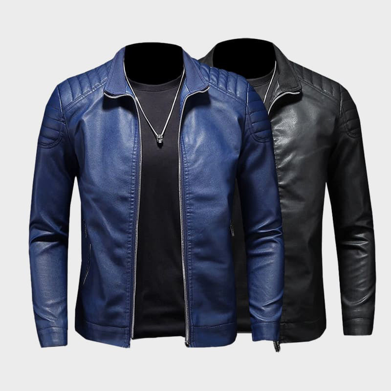 Garrison - Men's Quilted-Shoulder Faux Leather Jacket