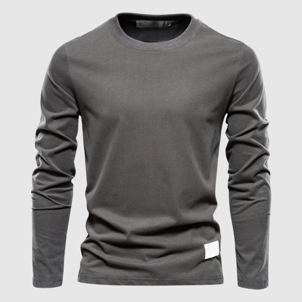 Gavin - Men's Crewneck Long-Sleeve Cotton Shirt