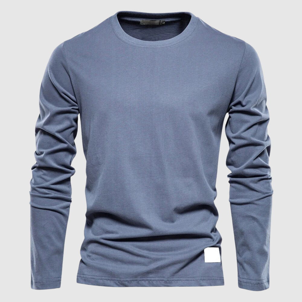 Gavin - Men's Crewneck Long-Sleeve Cotton Shirt