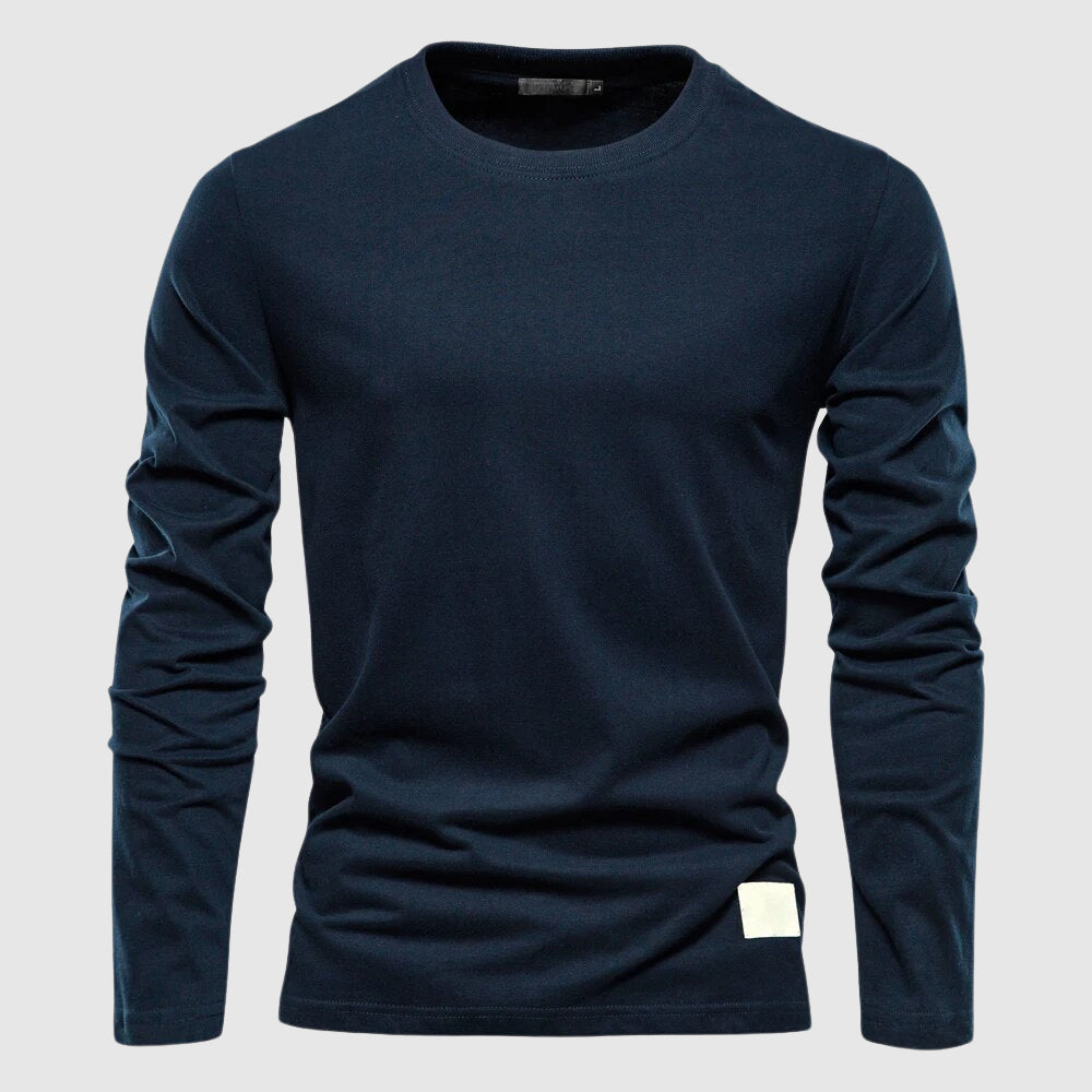 Gavin - Men's Crewneck Long-Sleeve Cotton Shirt