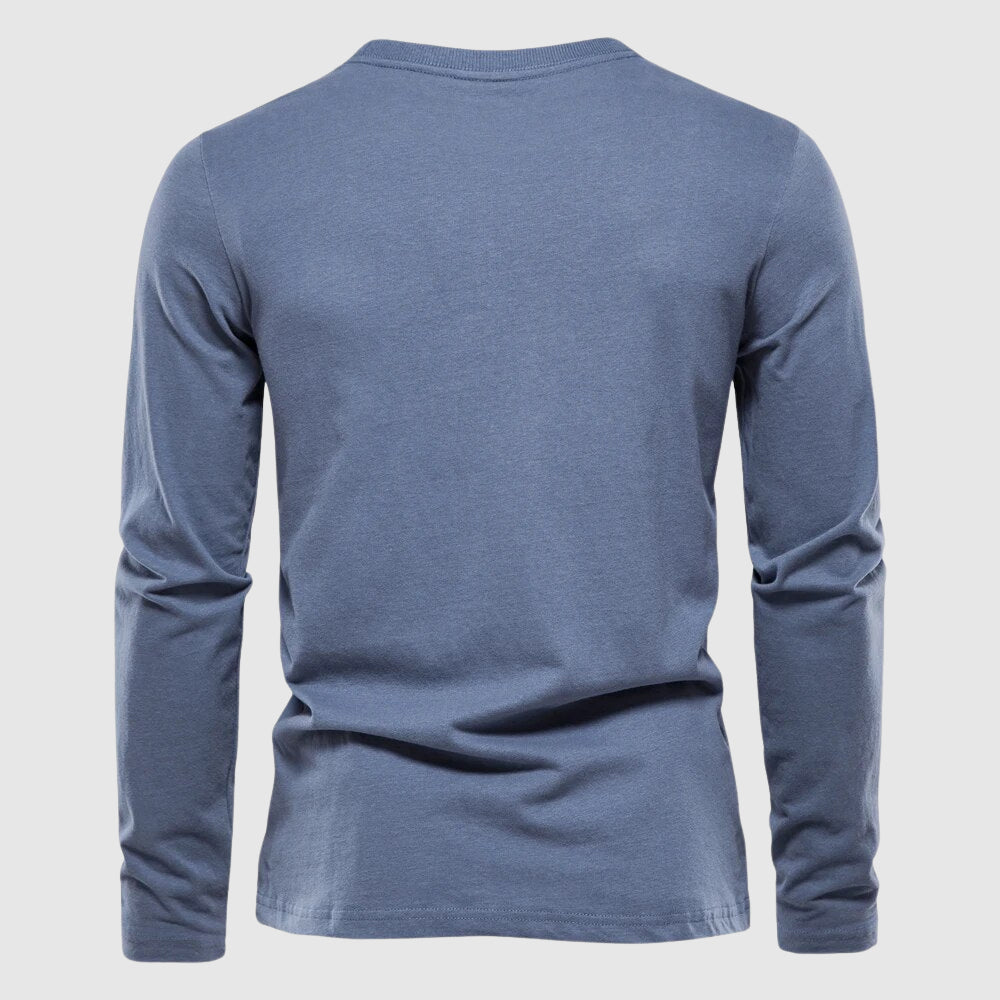 Gavin - Men's Crewneck Long-Sleeve Cotton Shirt