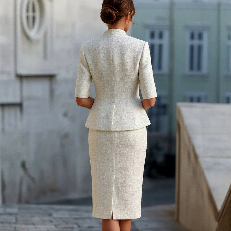 Grace - Women's Structured Peplum Blazer and Pencil Skirt Set 2