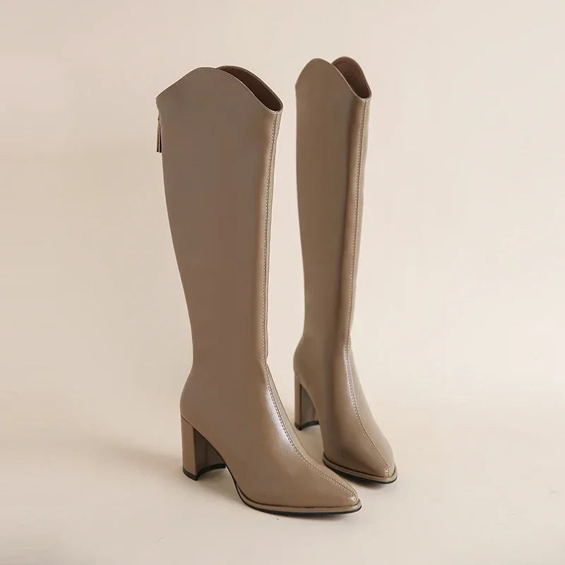 Gracie - Women's Knee-High Boots with Side Zip
