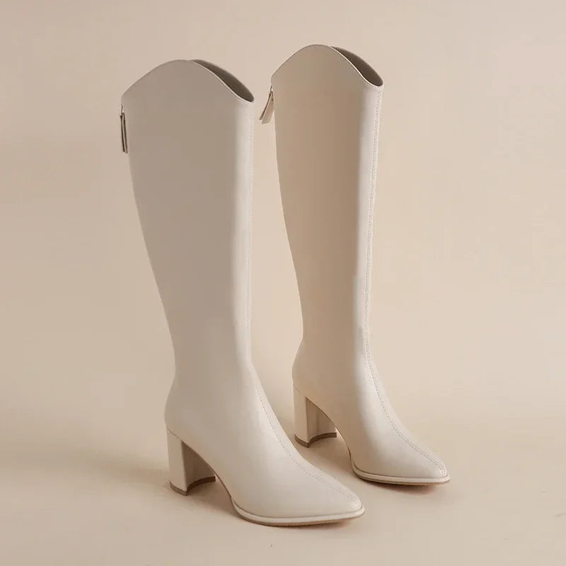 Gracie - Women's Knee-High Boots with Side Zip