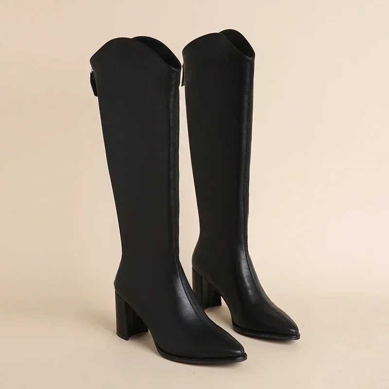 Gracie - Women's Knee-High Boots with Side Zip