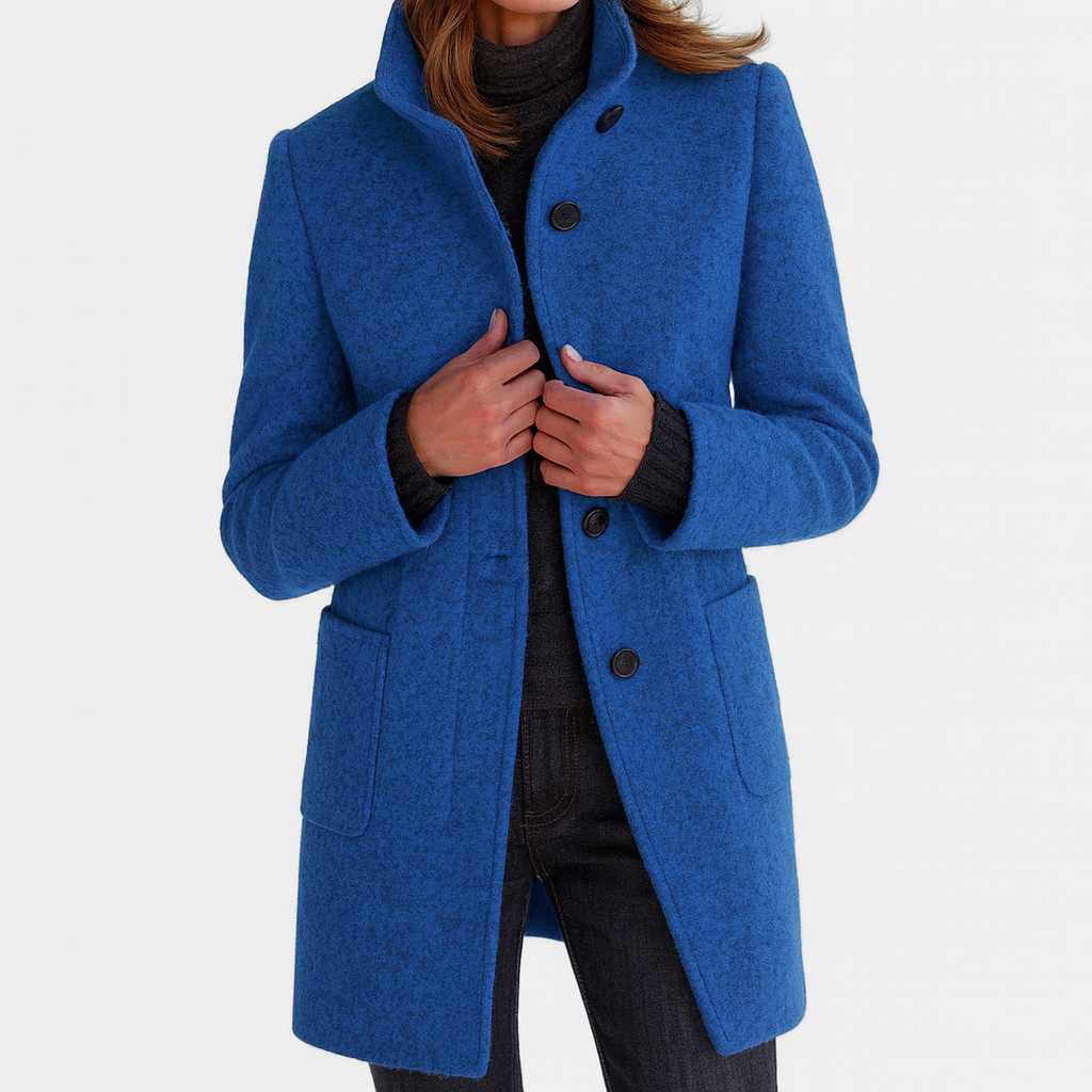 Greta - Women's Stand-Collar Button-Front Coat