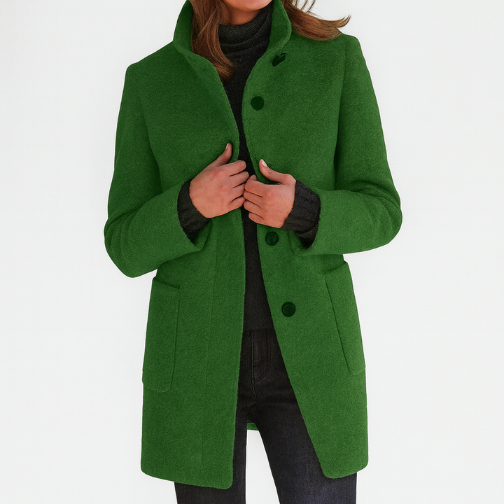 Greta - Women's Stand-Collar Button-Front Coat