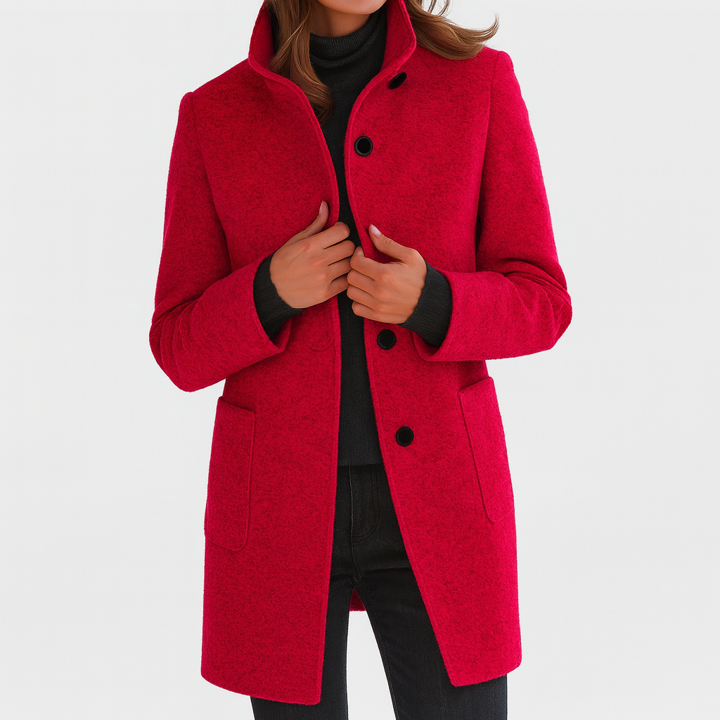 Greta - Women's Stand-Collar Button-Front Coat