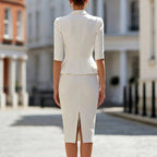 Gretchen - Women's Notched Lapel Bodycon Midi Matching Set 2
