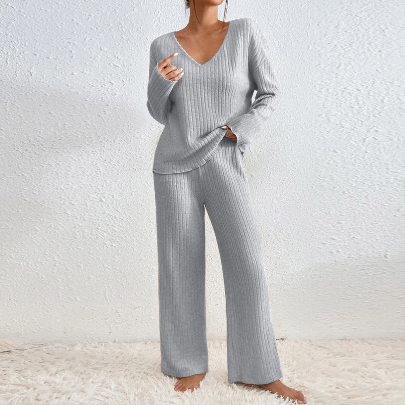 Hannah - Women's Ribbed Knit Lounge Set 1