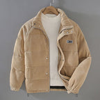 Harrison - Men's Quilted Corduroy Puffer Jacket with Stand Collar