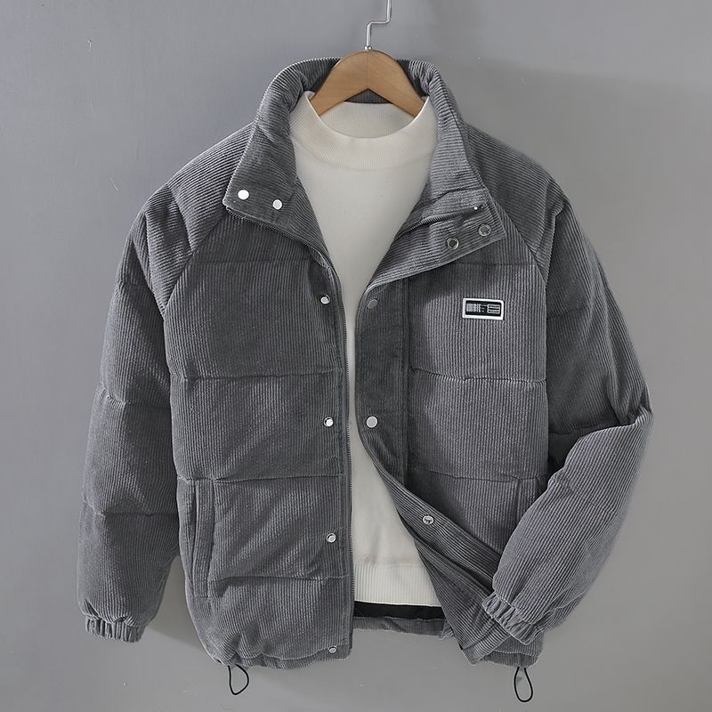 Harrison - Men's Quilted Corduroy Puffer Jacket with Stand Collar