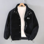Harrison - Men's Quilted Corduroy Puffer Jacket with Stand Collar