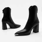 Henrietta - Women's Tapered Ankle Boots with Metal Toe Cap