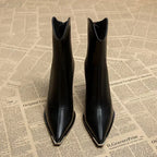 Henrietta - Women's Tapered Ankle Boots with Metal Toe Cap