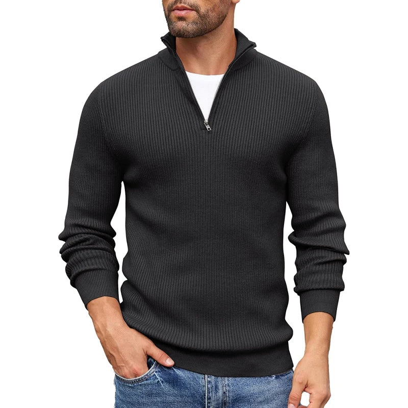 Hollis - Men's Ribbed Half-Zip Mock Neck Sweater