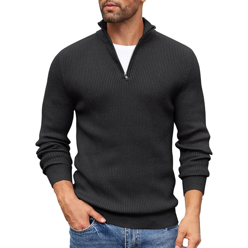 Hollis - Men's Ribbed Half-Zip Mock Neck Sweater