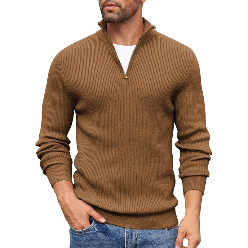 Hollis - Men's Ribbed Half-Zip Mock Neck Sweater