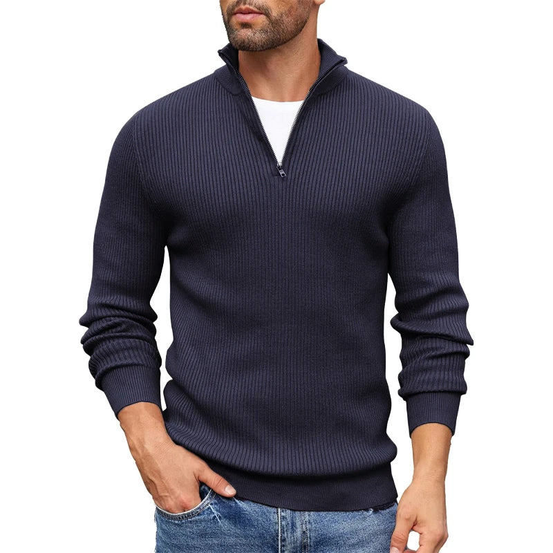 Hollis - Men's Ribbed Half-Zip Mock Neck Sweater