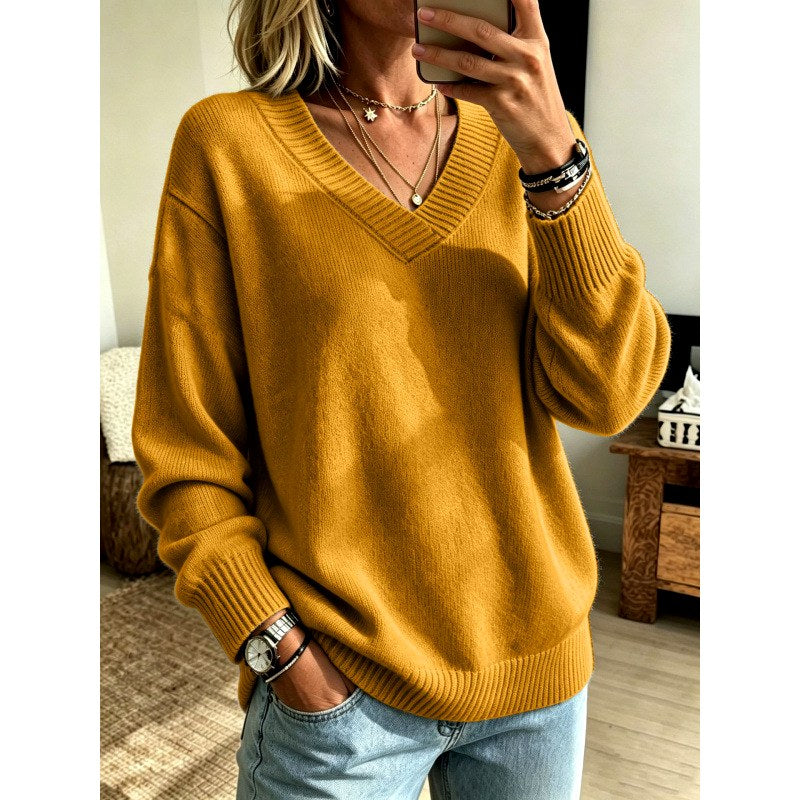 Ilse - Women's Relaxed V-Neck Knit Sweater 6
