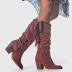 Iris - Women's Fringe-Trimmed Suede Knee-High Boots
