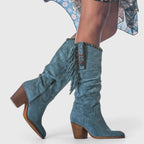 Iris - Women's Fringe-Trimmed Suede Knee-High Boots