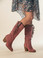 Iris - Women's Fringe-Trimmed Suede Knee-High Boots