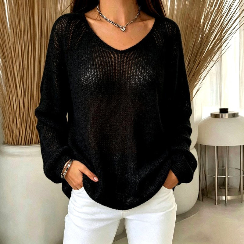 Irma - Women's Airy V-Neck Loose Sweater 4