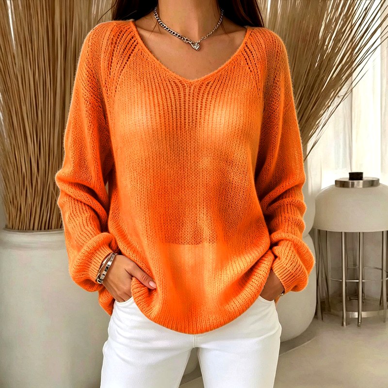 Irma - Women's Airy V-Neck Loose Sweater 5