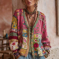 Isabella - Women's Patchwork Floral Cardigan with Button Front