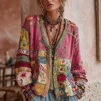 Isabella - Women's Patchwork Floral Cardigan with Button Front