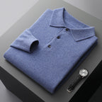 James - Men's Merino Wool Polo with Textured Collar