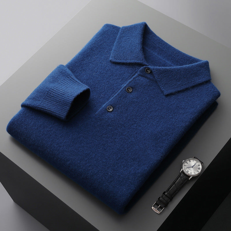 James - Men's Merino Wool Polo with Textured Collar