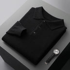 James - Men's Merino Wool Polo with Textured Collar