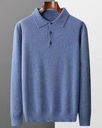James - Men's Merino Wool Polo with Textured Collar