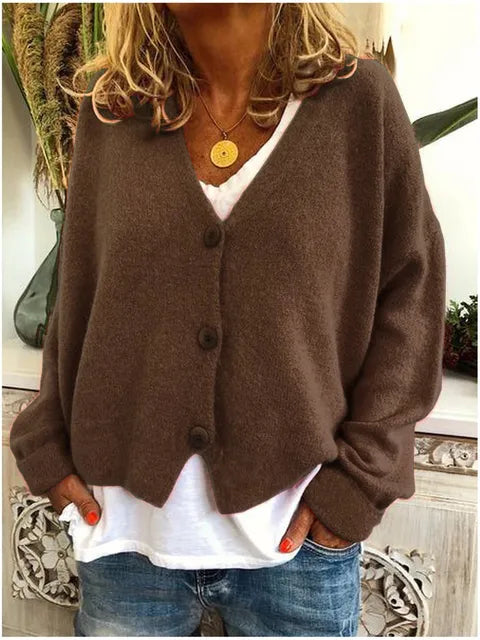 Jane - Women's Button-Front Cardigan with Long Sleeves