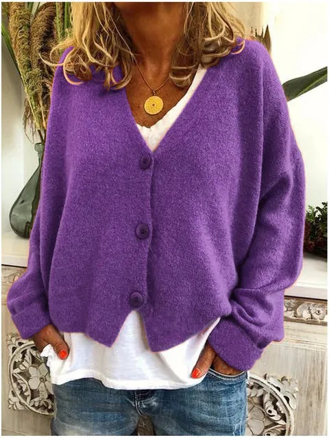 Jane - Women's Button-Front Cardigan with Long Sleeves
