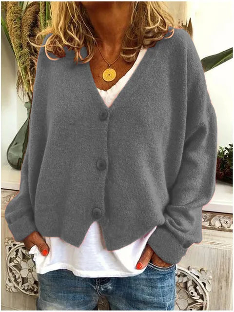 Jane - Women's Button-Front Cardigan with Long Sleeves