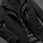 Jasper - Men's Wool-Blend Car Coat with Notch Collar