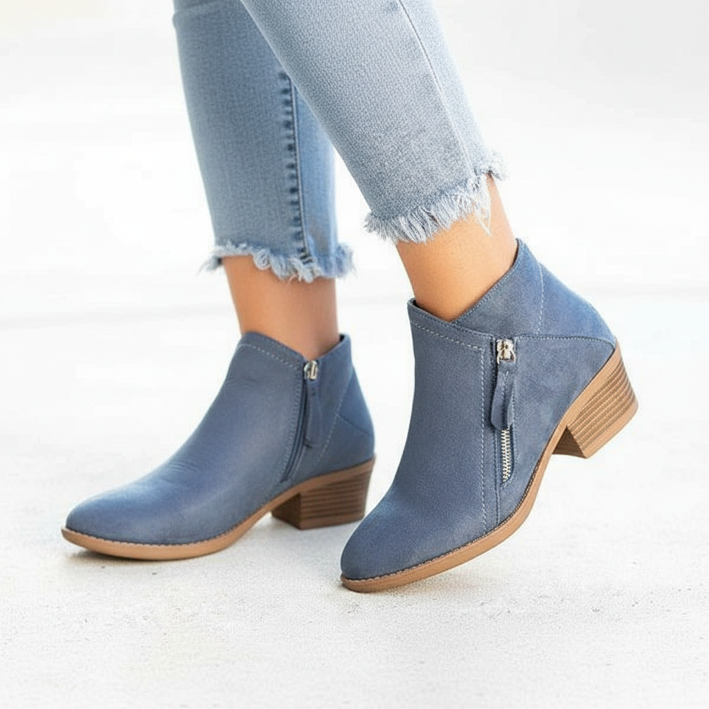 Julia - Women's Suede Ankle Boots with Side Zip