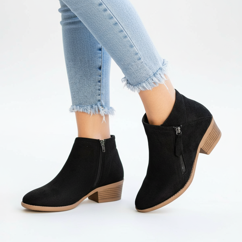 Julia - Women's Suede Ankle Boots with Side Zip