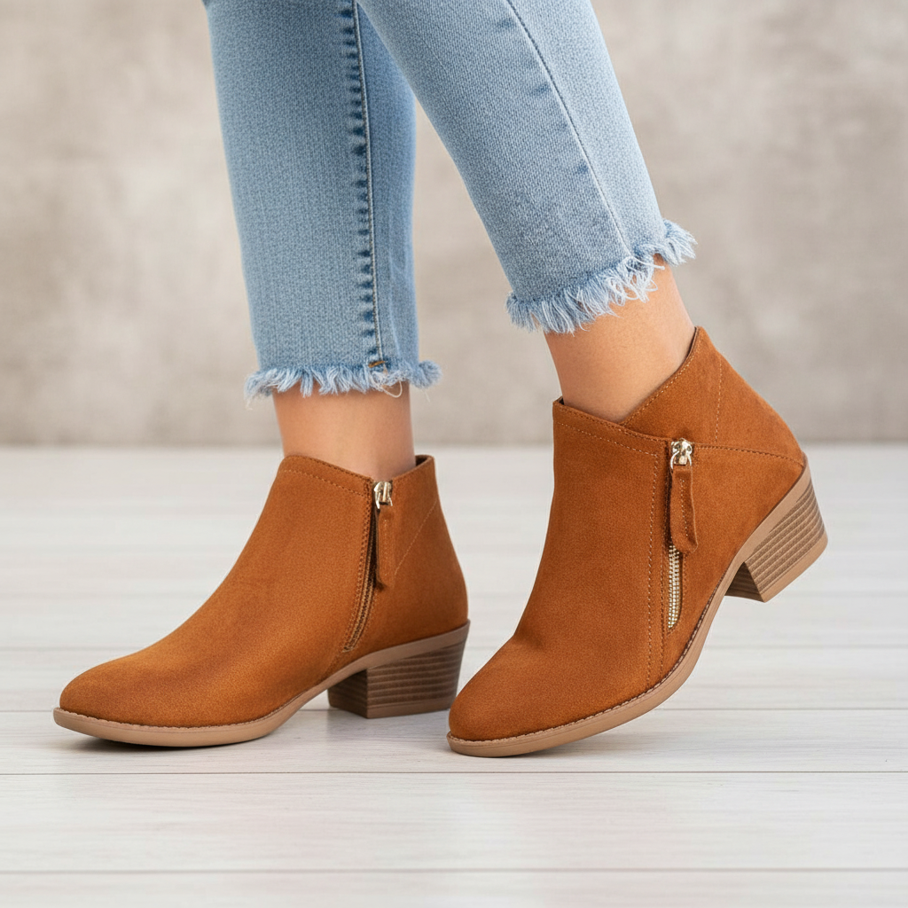 Julia - Women's Suede Ankle Boots with Side Zip