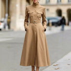 Julia - Women's Button-Front A-Line Midi Dress 4