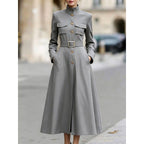 Julia - Women's Button-Front A-Line Midi Dress 5
